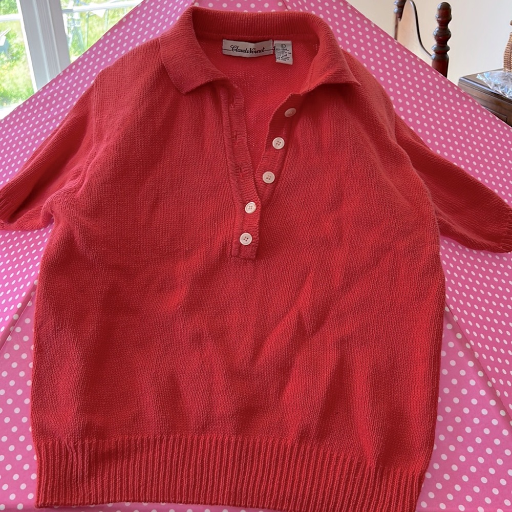 Short sleeve cotton mix sweater great for spring to early fall